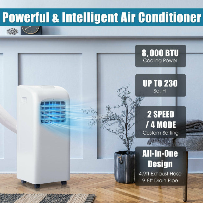 Chairliving 8000 BTU Portable Air Conditioner Cooler with Dehumidifier Function and Remote Control