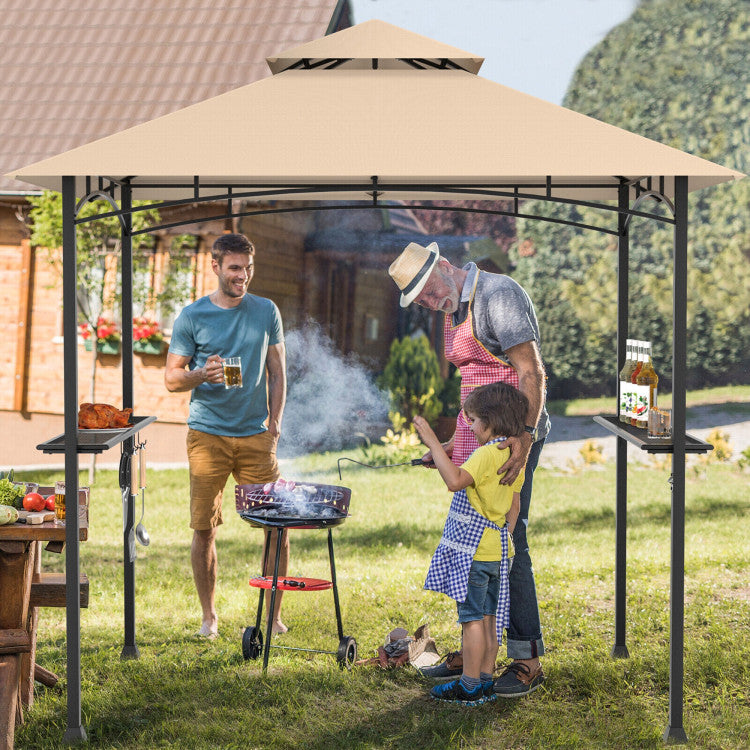 Chairliving 8 x 5 Feet Outdoor Grill Gazebo Patio Barbecue Canopy Tent Shelter with 2 Shelves and 5 Hooks