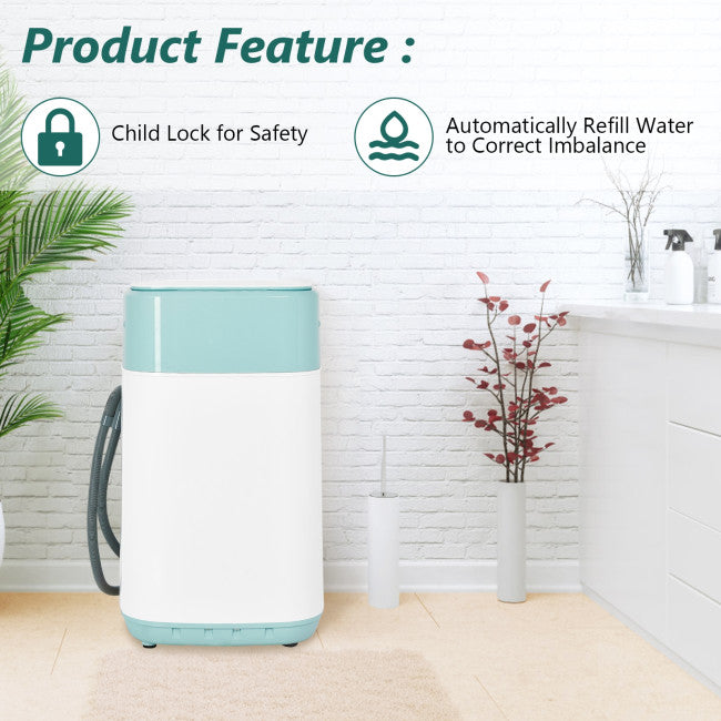 Chairliving 8lbs Portable Fully Automatic Washing Machine Compact Laundry Washer and Dryer with Drain Pump