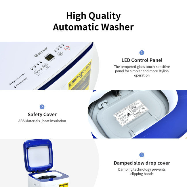 Chairliving Portable Full Automatic Washing Machine 7.7lbs Compact Washer with 24-Hour Delay Function