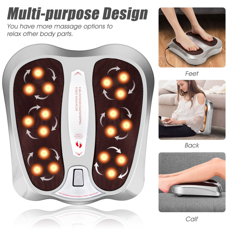 Chairliving Shiatsu Electric Foot and Calf Massager 18 Deep-Kneading Feet Stress Reliever with Heat for Muscle Pain Relief