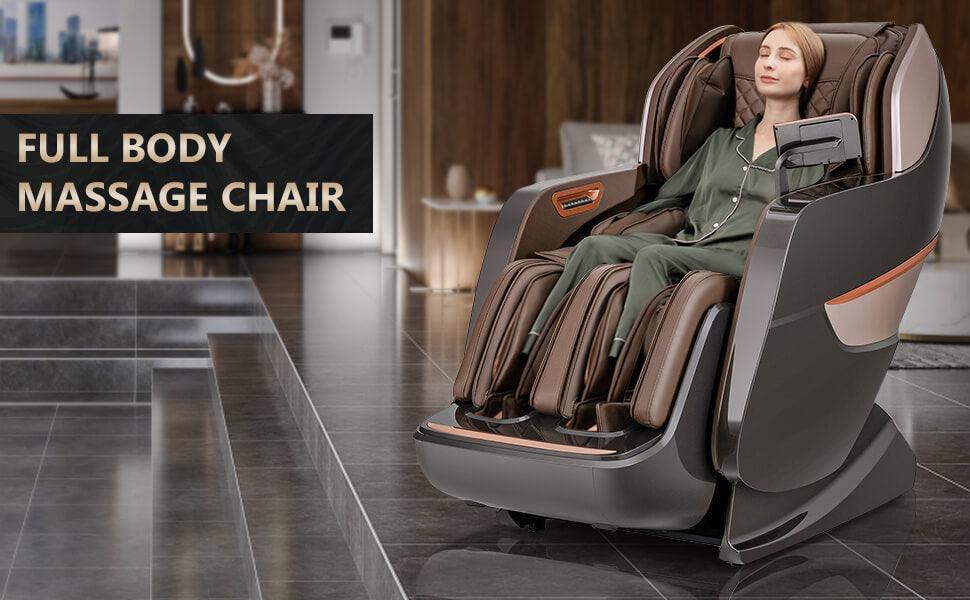 Electric Full Body Zero Gravity Massage Chair SL Track Thai Stretch Recliner with Heat Roller and Wireless Speakers