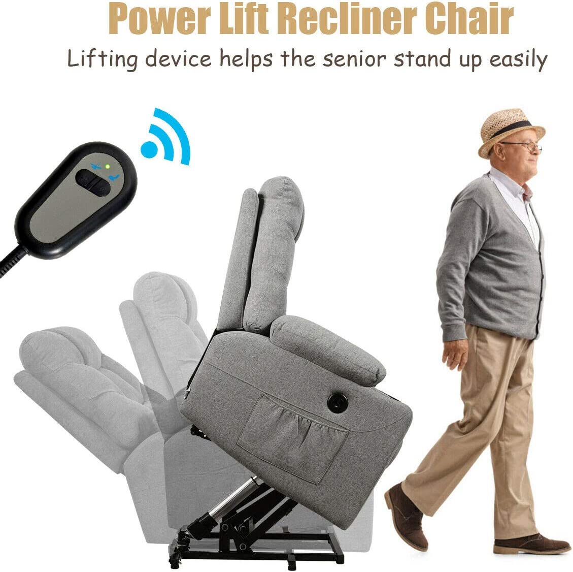 Electric Power Lift Recliner Chair Motorized Massage Sofa Chair