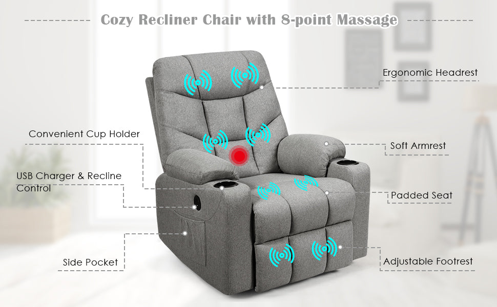 Electric Power Lift Recliner Chair Motorized Massage Sofa Chair