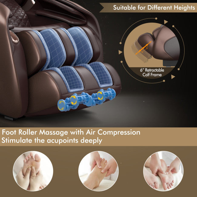 Electric Shiatsu Full Body Zero Gravity Massage Chair Recliner with Built-in Heat Therapy Foot Roller Airbag Massage System and Bluetooth Speaker