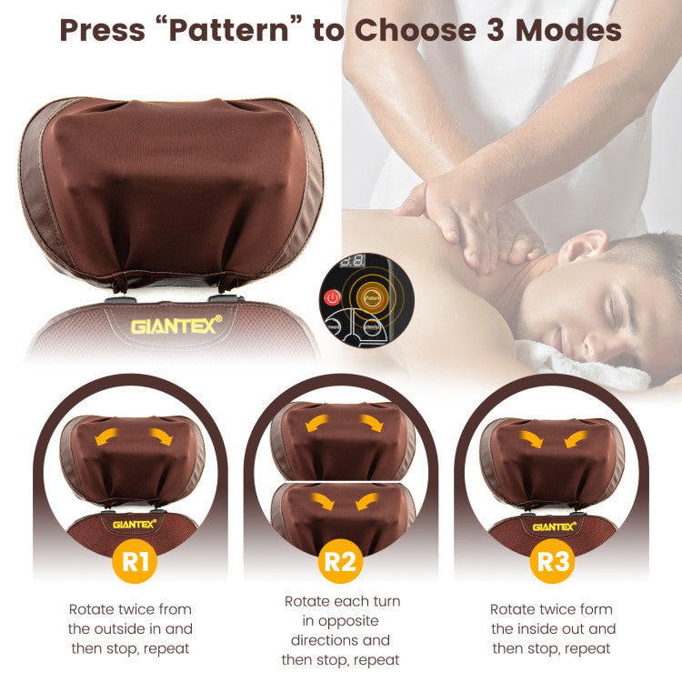 Foldable Back Massager Seat Cushion Rolling Shiatsu Massage Chair Pad