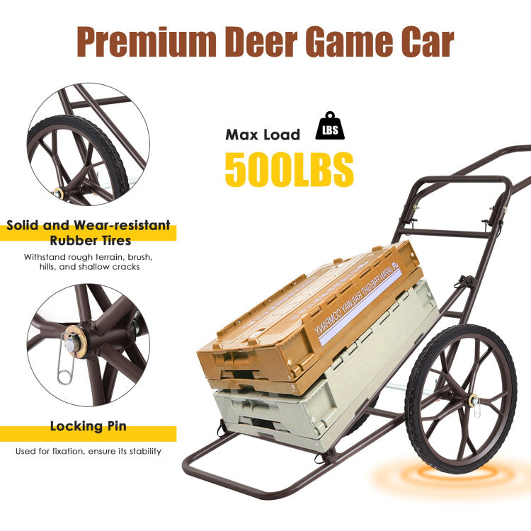 Chairliving Foldable Deer Game Cart 500 lbs Heavy Duty Utility Hauling Dolly Cart with 17 Rubber Wheels