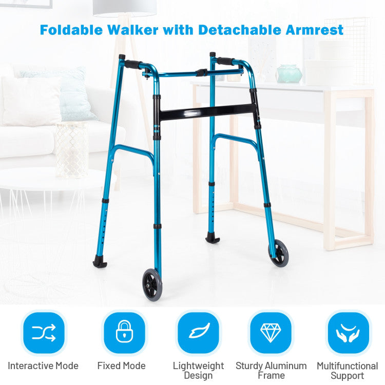 Foldable Standard Walker Height Adjustable Aluminum Alloy Rehabilitation Upright Walker