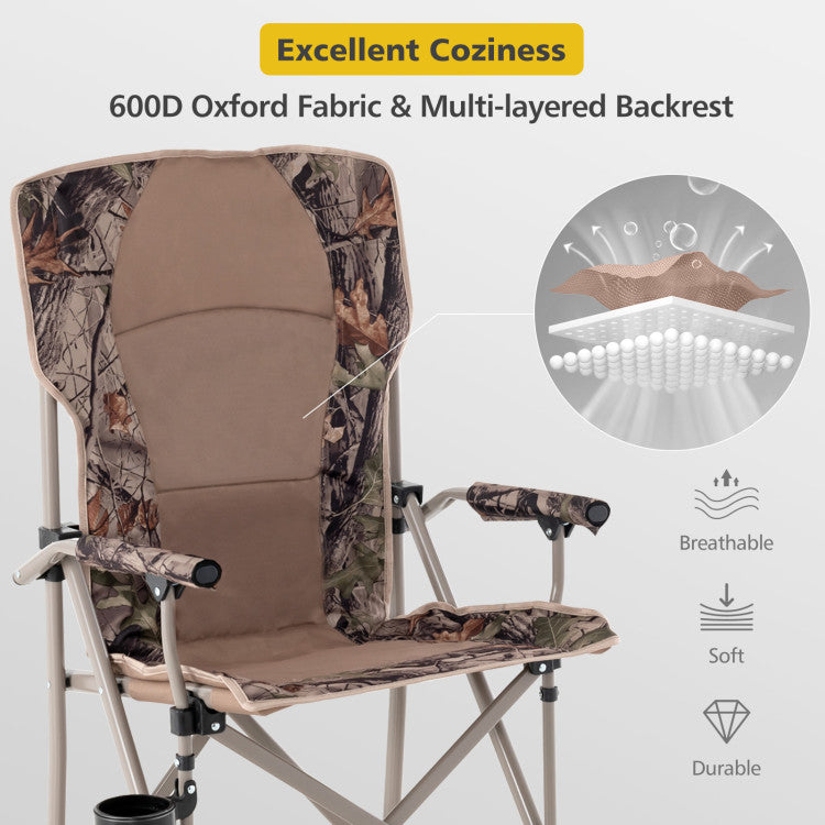 Folding Camping Chair Outdoor Portable Lawn Bench Chair with Cup Holder and Carry Bag For Hunting Fishing