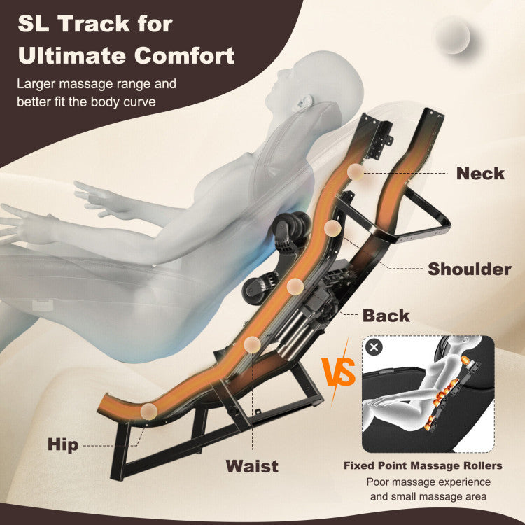 Full Body Massage Chair Zero Gravity SL Track Electric Recliner with Reversible Footrest and Automatic Shoulder Detection