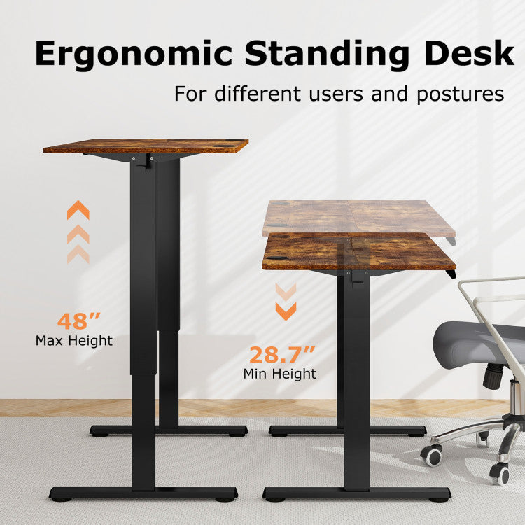 Height-Adjustable-Electric-Standing-Desk-Sit-Stand-Office-Computer-Desk-with-Hanging-Hooks-and-Adjustable-Foot-Pads