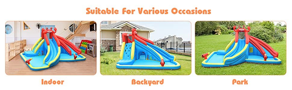 Inflatable Water Slide Crab Dual Slide Bounce House without Blower