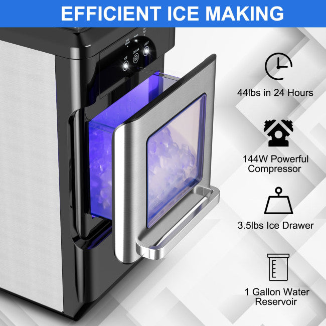 Nugget Ice Maker Countertop 44lbs Per Day with Self-Cleaning and Ice Scoop for Home Kitchen