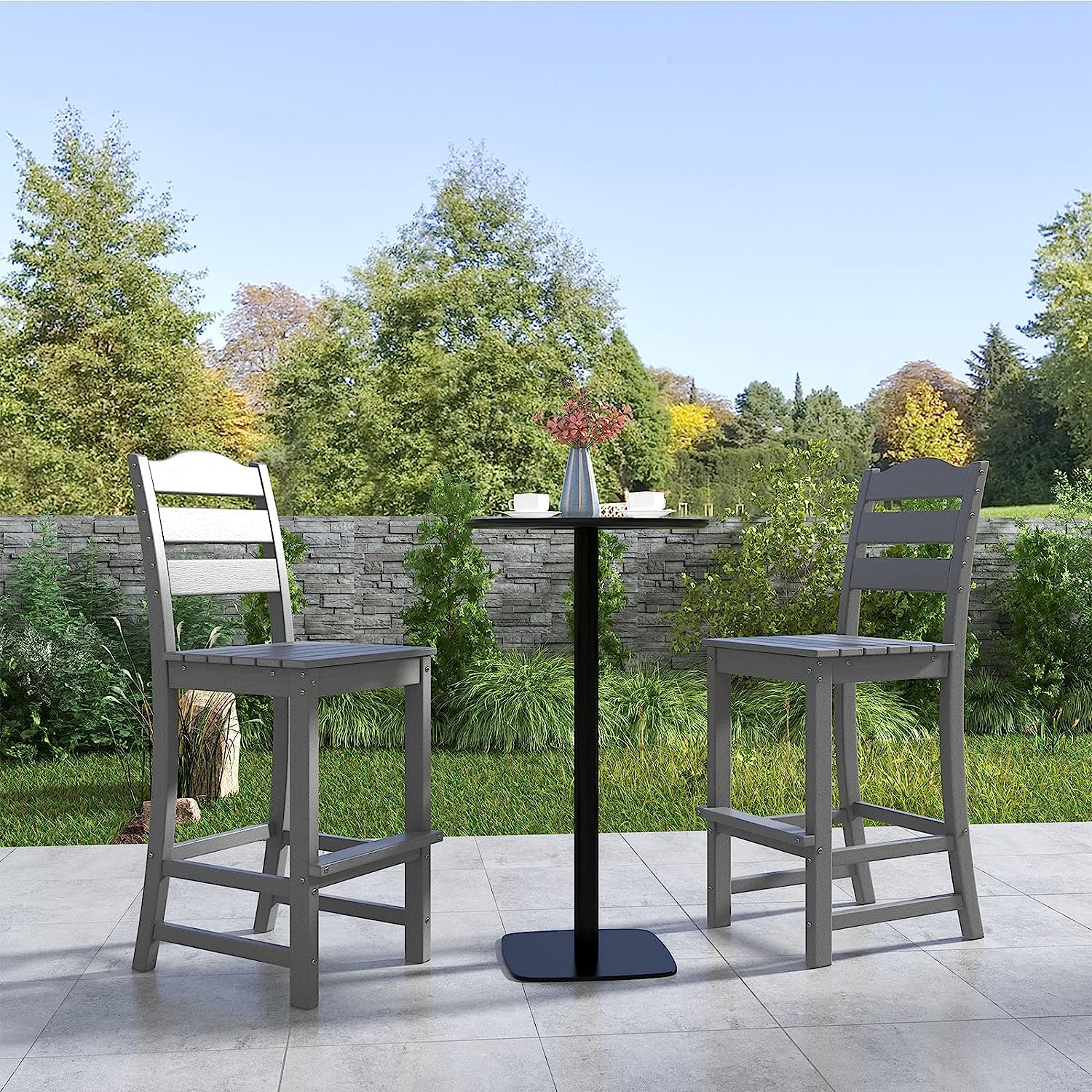 Outdoor All-Weather HDPE Bar Stool Patio 30 Inches Counter Height Bar Chair