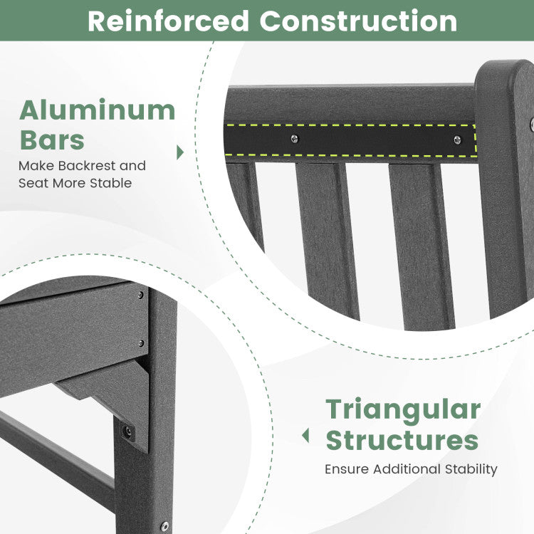 Outdoor All-Weather HDPE Bench Patio 2-Person Loveseat