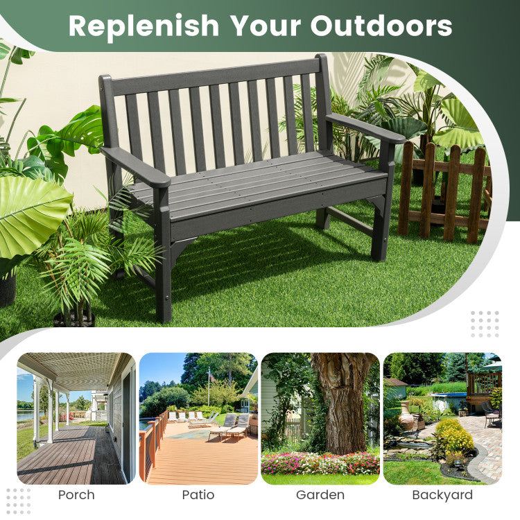 Outdoor All-Weather HDPE Bench Patio 2-Person Loveseat