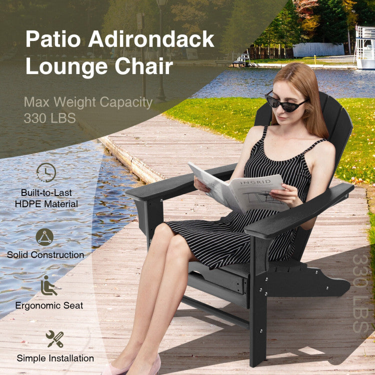 Outdoor Folding HDPE Adirondack Chair Patio Lounge Chair