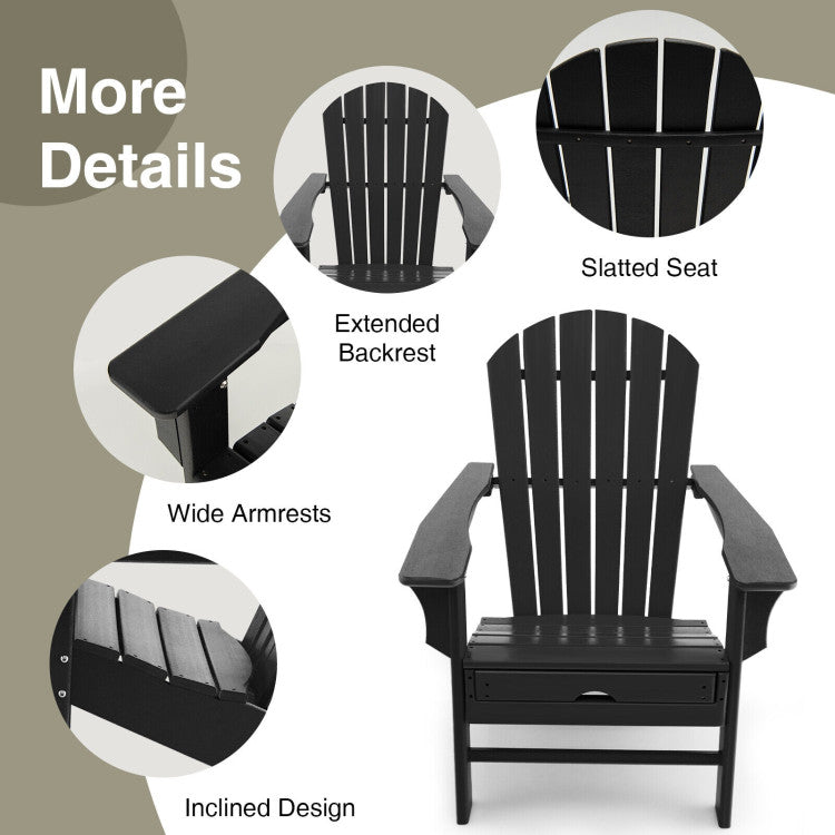 Outdoor Folding HDPE Adirondack Chair Patio Lounge Chair