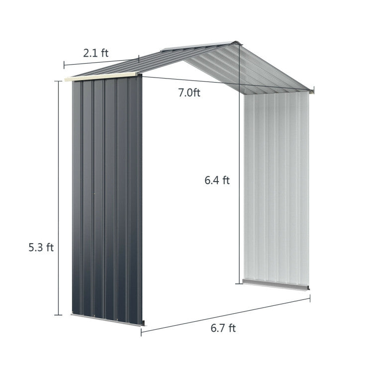 Outdoor Steel Storage Shed Extension Kit for 11.2 Feet Storage Shed