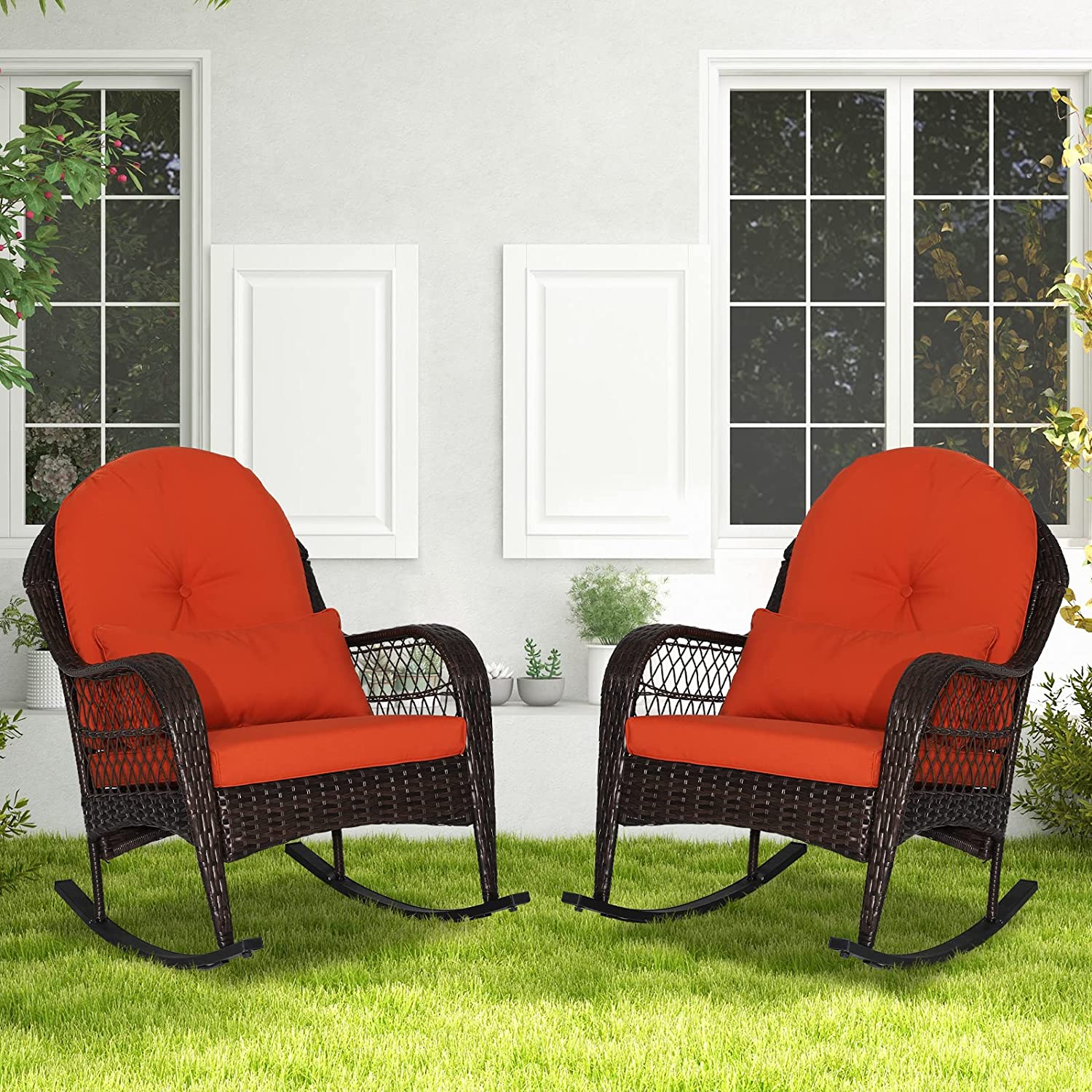 Outdoor Wicker Rocking Chair Patio Rattan Rocker