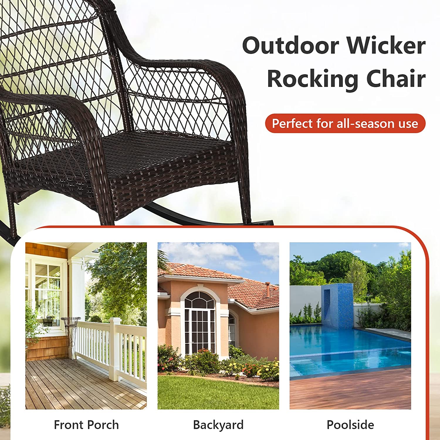 Outdoor Wicker Rocking Chair Patio Rattan Rocker