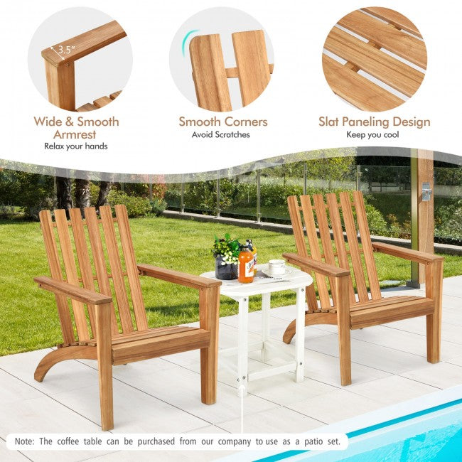 Outdoor Patio Acacia Wood Adirondack Chair All-Weather Resistant Lounge Chair  