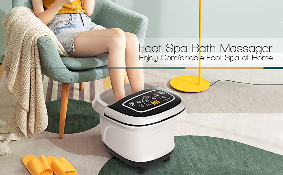 Portable Foot Spa Bath Massager with Remote Control and Heat Vibration
