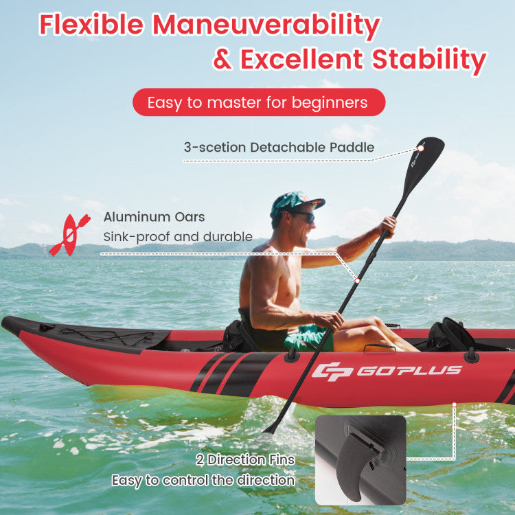 Single Sit-In Kayak Fishing Kayak Boat with Paddle and Detachable Rudder