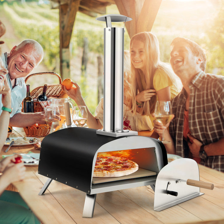 Portable Pizza Oven Outdoor Multi-Fuel Pizza Maker Baking Oven with Detachable Chimney and Pizza Stone