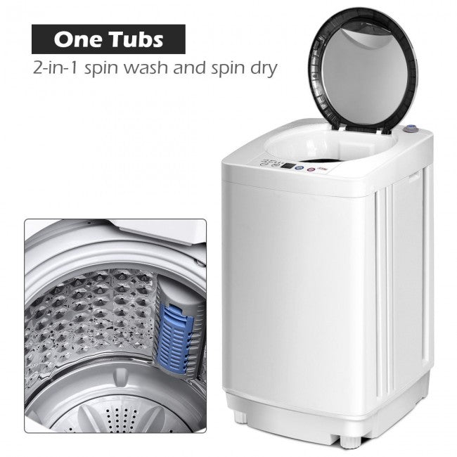 Portable 8 LBS Automatic Washing Machine Laundry Washer and Dryer Combo with Drain Pump