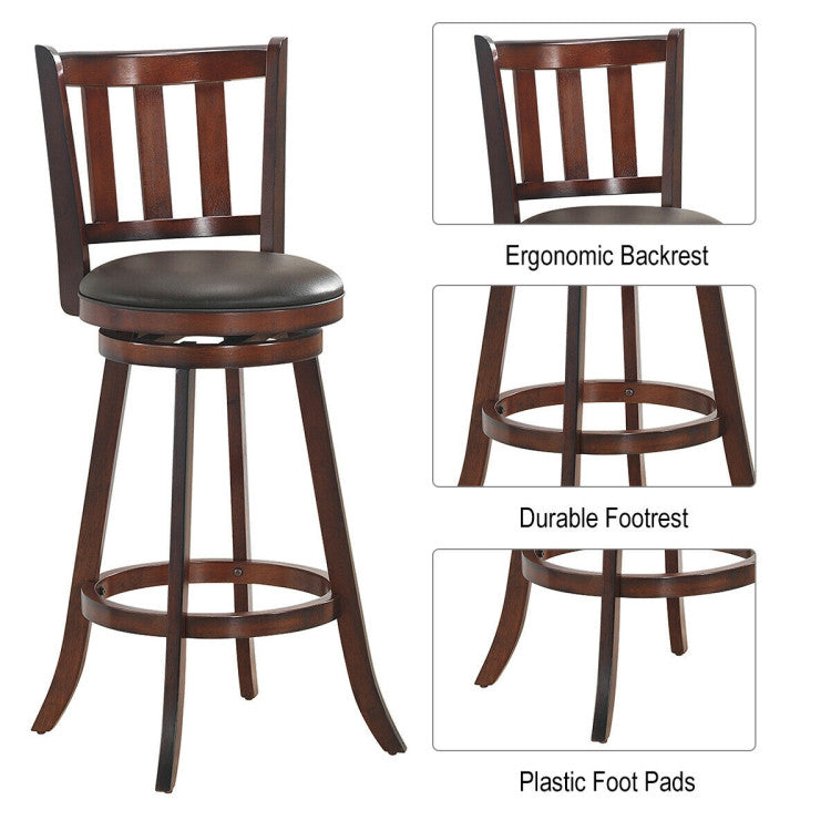 Set of 2 Bar Stools Counter Height Dining Chair 360 Degree Swivel Barstool Set with Cushion