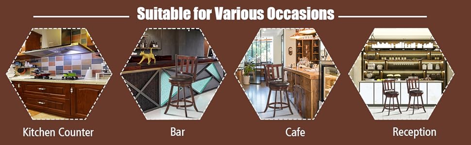 Set of 2 Bar Stools Counter Height Dining Chair 360 Degree Swivel Barstool Set with Cushion