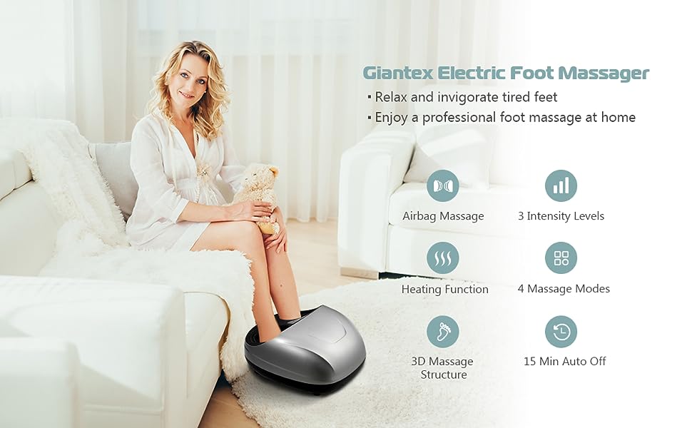 Shiatsu Foot Massager Adjustable Intensity Footspa Massage Machine with Remote Control and Auto-off Timer Function