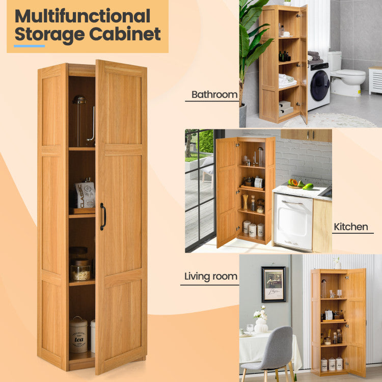 Tall Storage Cabinet Freestanding Pantry Organizer with 4 Storage Shelves for Bathroom Bedroom