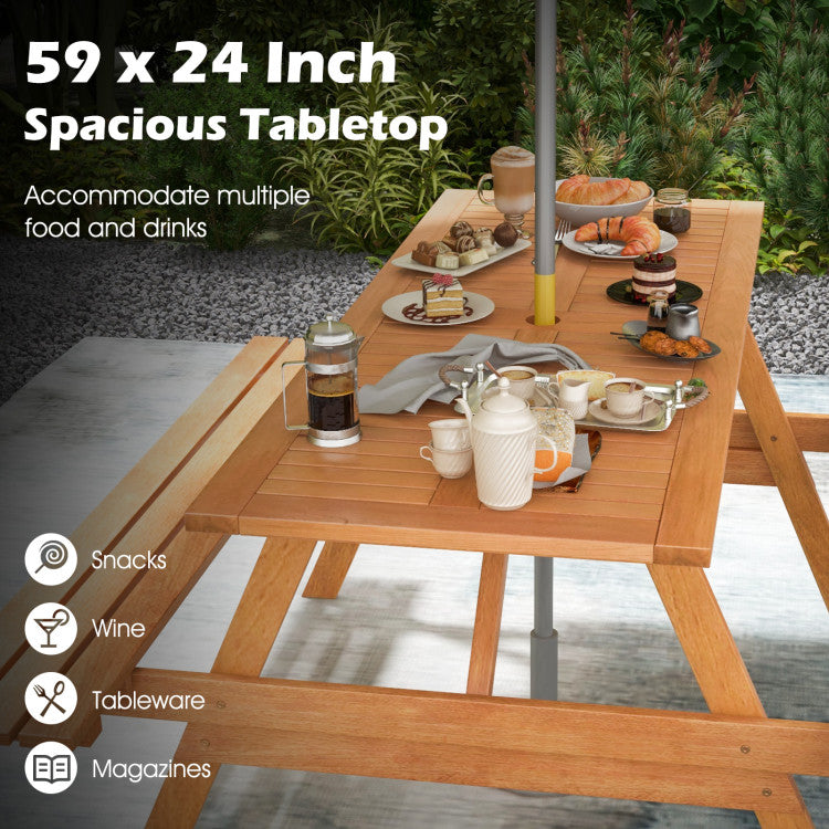 6-Person-Outdoor-Hardwood-Picnic-Table-Set-with-2-Built-in-Benches-and-Umbrella-Hole