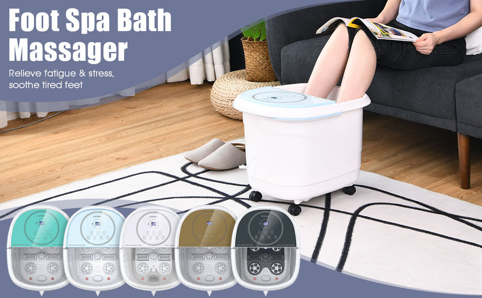 Shiatsu Foot Spa Bath Massager with Motorized Rollers and Heat Electric Foot Soaker for Feet Stress Relief