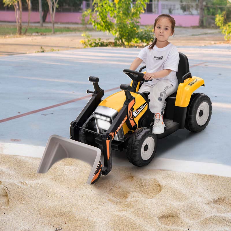 chairliving 12V Battery-Powered Kids Ride-On Excavator Digger Electric Tractor Vehicle with Digging Bucket