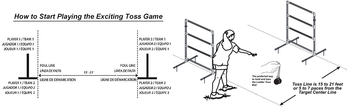 Ladder Ball Toss Outdoor Game Set with Score Tracker