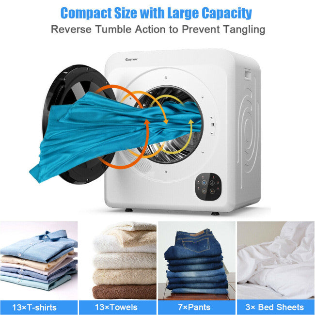 chairliving 1700W Portable Electric Clothes Dryer 13.2 lbs Front Load Compact Tumble Laundry Dryer with Stainless Steel Tub