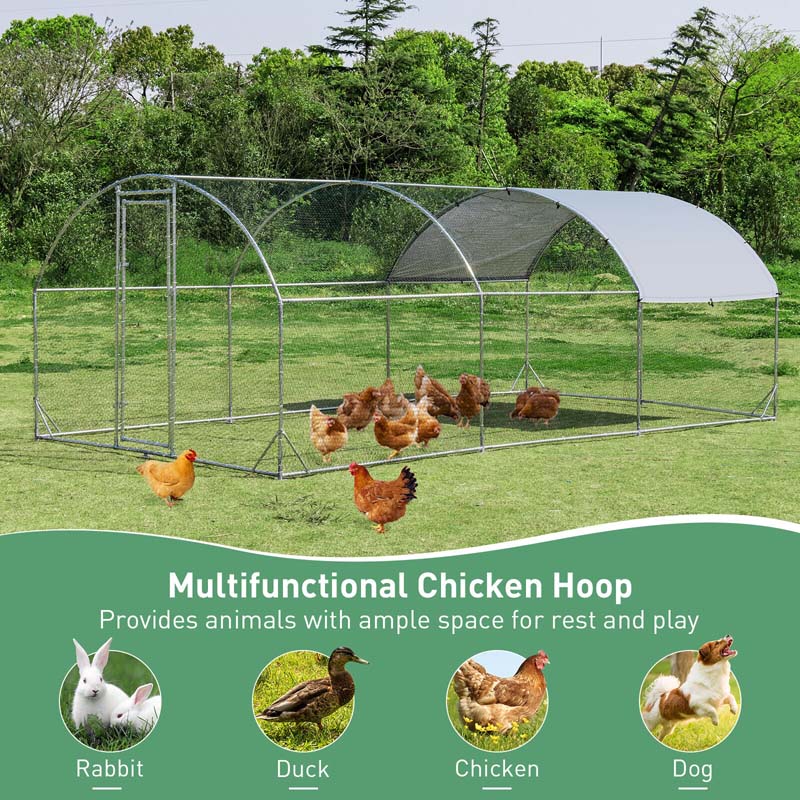 chairliving 19FT Large Metal Chicken Coop Hen Run House Walk-in Dome Poultry Rabbits Cage with Waterproof Cover