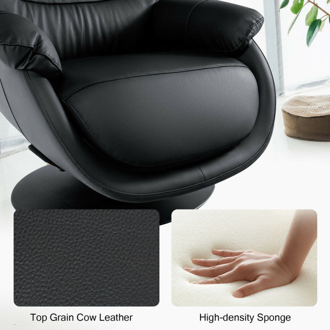 chairliving 360 Degree Swivel Leather Rocking Chair Top Grain Recliner Lounge Chair with Ottoman