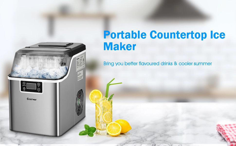 chairliving 40lbs 24H Portable Countertop Ice Maker Electric Compact Ice Machine with Self-Cleaning