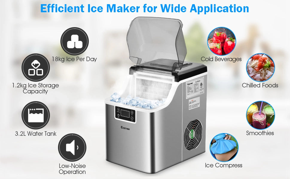 chairliving 40lbs 24H Portable Countertop Ice Maker Electric Compact Ice Machine with Self-Cleaning