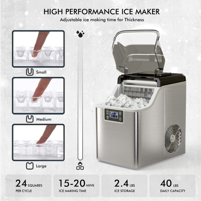 chairliving 40lbs 24H Portable Countertop Ice Maker Electric Compact Ice Machine with Self-Cleaning