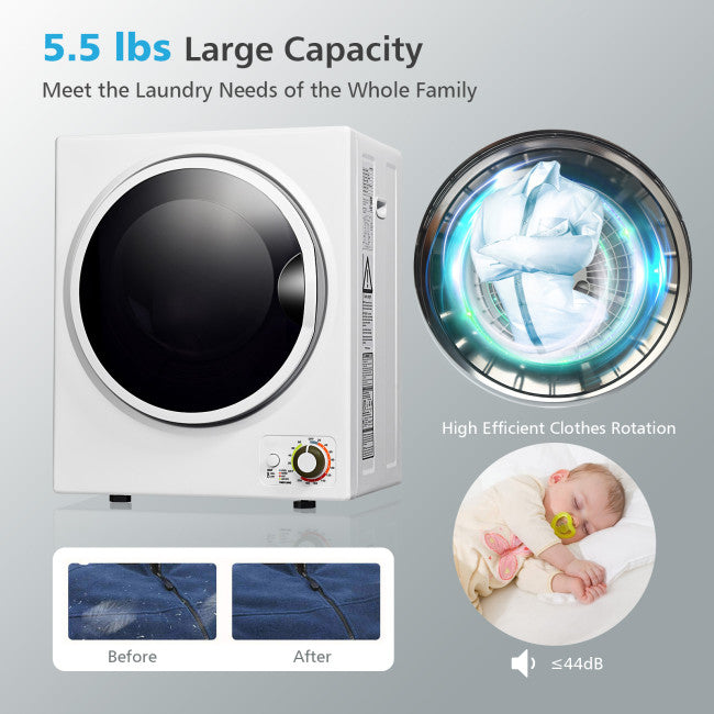 chairliving Portable Compact Laundry Dryer Wall Mounted Electric Clothes Dryer with Stainless Steel Tub