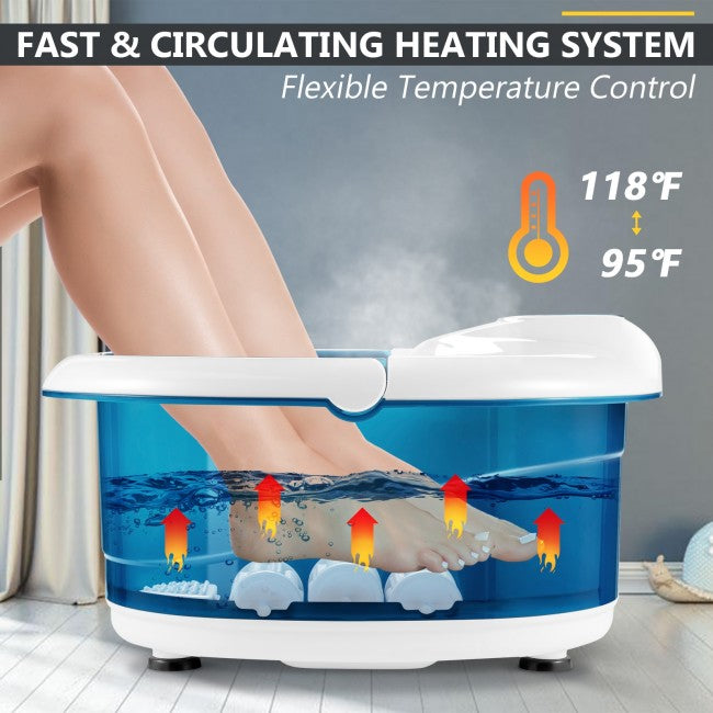 Foot Spa Bath Massager with Heat & Bubbles Electric Shiastu Massage Rollers Foot Tub Soaking for Fatigue Release