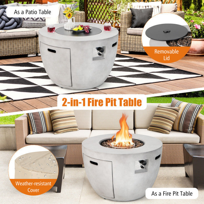 chairliving 50000 BTU 2-in-1 Outdoor Fire Pit Table 36 Inch Patio Round Concrete  Propane Fireplace with Waterproof Cover