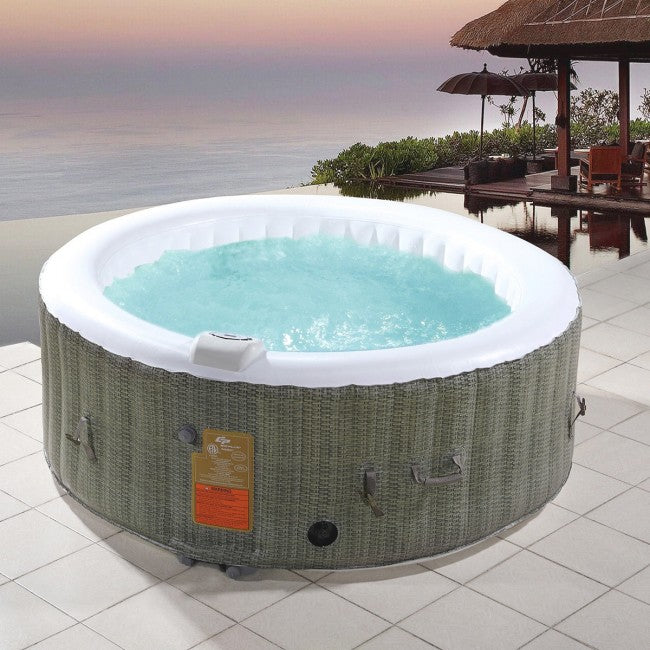 73” X 26” 4 Persons Portable Inflatable Hot Tub with Built in Heater Pump and 130 Bubble Jets