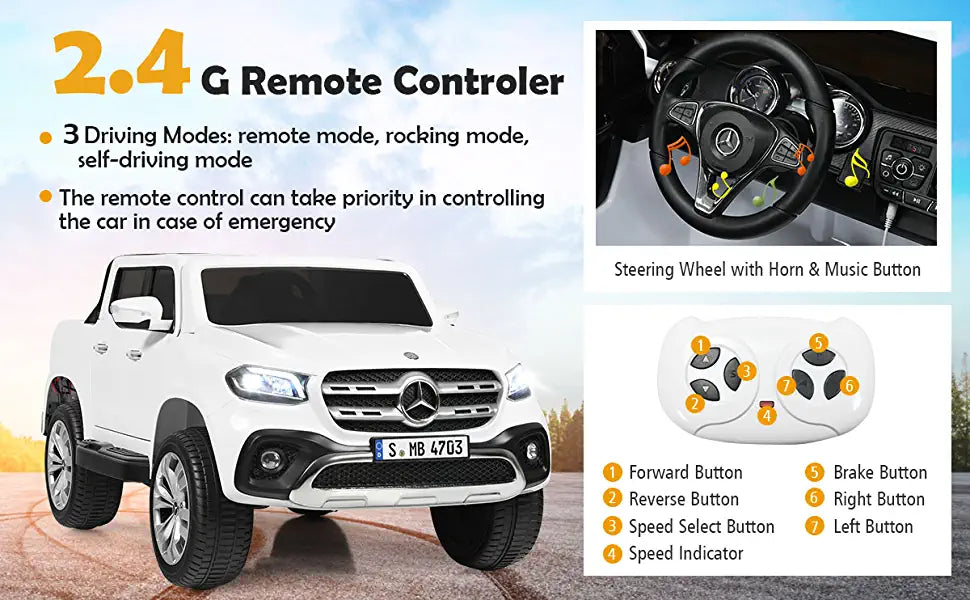 Chairliving 12V 2-Seater Kids Ride On Truck Licensed Mercedes Benz X Class Electric Vehicle with Remote Control