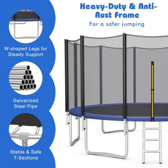 Outdoor Trampoline 8FT 10FT 12FT 14FT 15FT 16FT Combo Bounce Jump Recreational Trampolines with Safety Closure Net Ladder